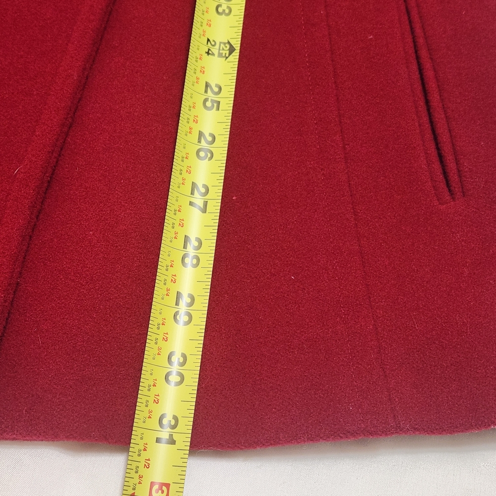 Calvin Klein Wool Blend Double Breasted Red Peacoat Coat Women's Size 14 Classic - Picture 7 of 12